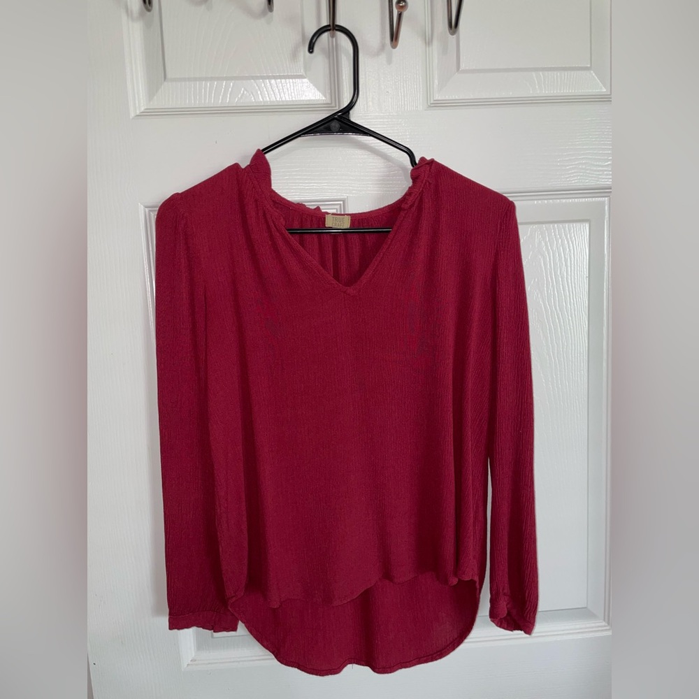 Wine colored women's blouse for any occasion with long sleeves